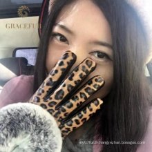 Solide réputation léopard chaud aristocratique gants de fourrure de style